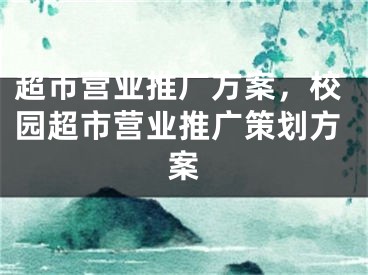 超市营业推广方案，校园超市营业推广策划方案