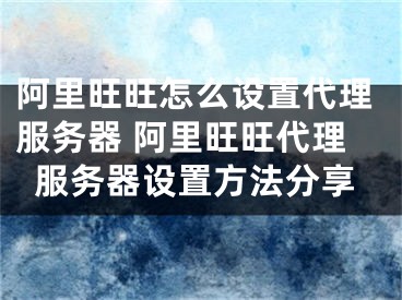 阿里旺旺怎么设置代理服务器 阿里旺旺代理服务器设置方法分享