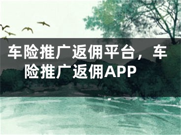 车险推广返佣平台，车险推广返佣APP