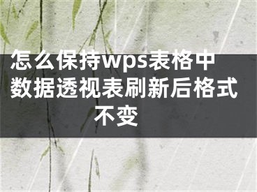 怎么保持wps表格中数据透视表刷新后格式不变 