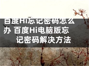 百度Hi忘记密码怎么办 百度Hi电脑版忘记密码解决方法