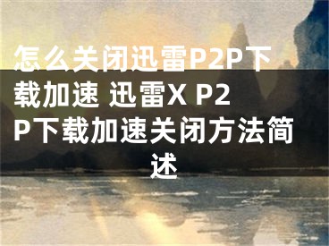 怎么关闭迅雷P2P下载加速 迅雷X P2P下载加速关闭方法简述