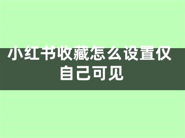 小红书收藏怎么设置仅自己可见