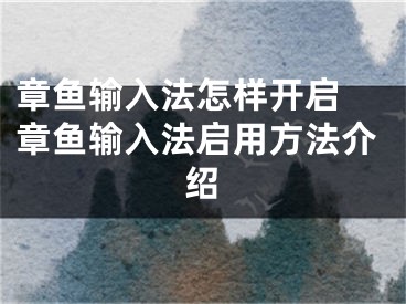 章鱼输入法怎样开启 章鱼输入法启用方法介绍