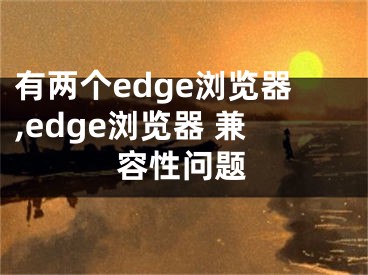 有两个edge浏览器,edge浏览器 兼容性问题