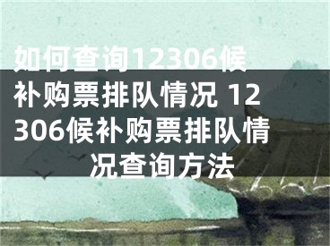 如何查询12306候补购票排队情况 12306候补购票排队情况查询方法