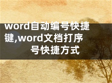 word自动编号快捷键,word文档打序号快捷方式