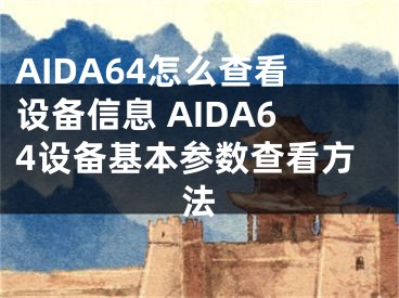 AIDA64怎么查看设备信息 AIDA64设备基本参数查看方法