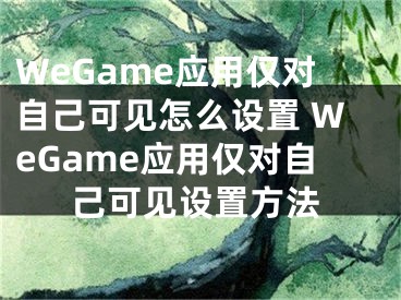 WeGame应用仅对自己可见怎么设置 WeGame应用仅对自己可见设置方法