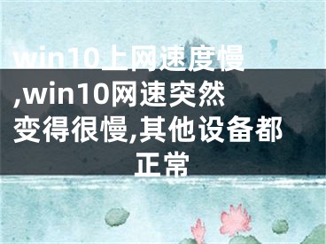 win10上网速度慢,win10网速突然变得很慢,其他设备都正常