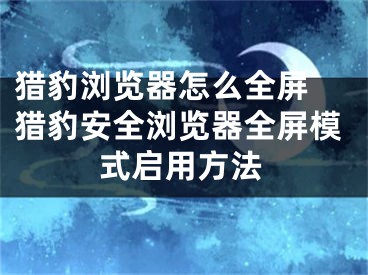 猎豹浏览器怎么全屏 猎豹安全浏览器全屏模式启用方法 