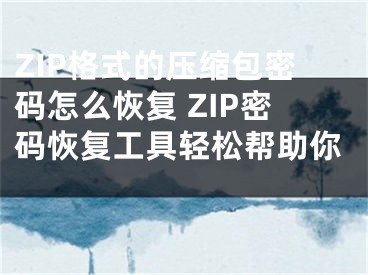 ZIP格式的压缩包密码怎么恢复 ZIP密码恢复工具轻松帮助你 