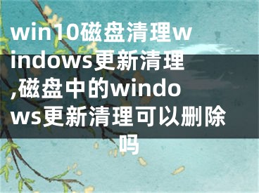 win10磁盘清理windows更新清理,磁盘中的windows更新清理可以删除吗