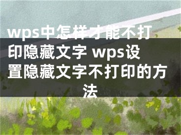 wps中怎样才能不打印隐藏文字 wps设置隐藏文字不打印的方法