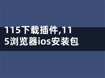 115下载插件,115浏览器ios安装包