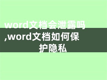 word文档会泄露吗,word文档如何保护隐私