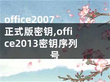 office2007正式版密钥,office2013密钥序列号