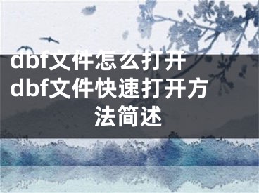 dbf文件怎么打开 dbf文件快速打开方法简述