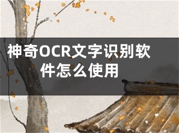 神奇OCR文字识别软件怎么使用 