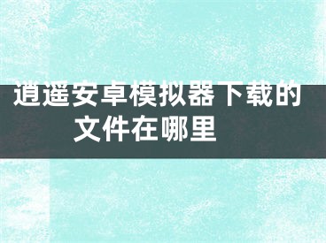 逍遥安卓模拟器下载的文件在哪里 