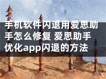 手机软件闪退用爱思助手怎么修复 爱思助手优化app闪退的方法