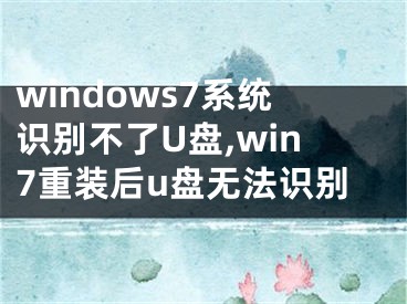 windows7系统识别不了U盘,win7重装后u盘无法识别