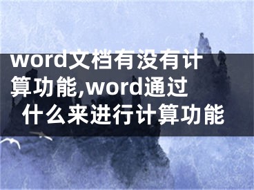 word文档有没有计算功能,word通过什么来进行计算功能