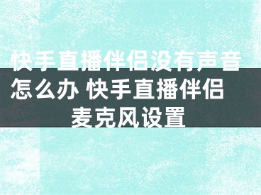 快手直播伴侣没有声音怎么办 快手直播伴侣麦克风设置