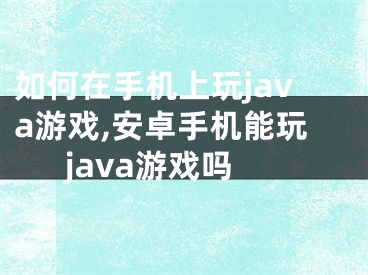 如何在手机上玩java游戏,安卓手机能玩java游戏吗