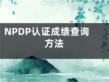 NPDP认证成绩查询方法