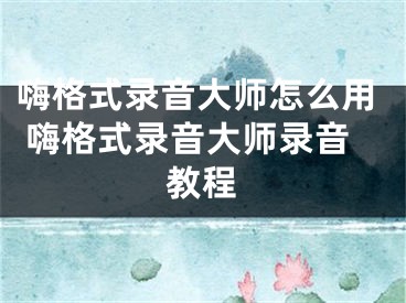 嗨格式录音大师怎么用 嗨格式录音大师录音教程