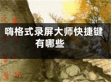 嗨格式录屏大师快捷键有哪些 