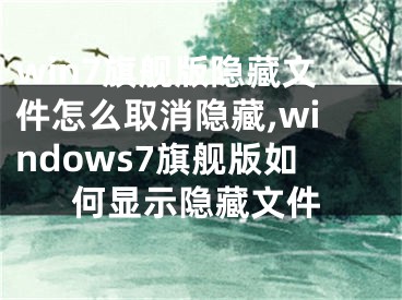 win7旗舰版隐藏文件怎么取消隐藏,windows7旗舰版如何显示隐藏文件
