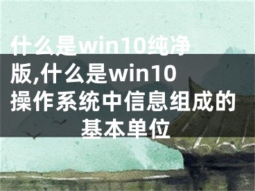 什么是win10纯净版,什么是win10操作系统中信息组成的基本单位
