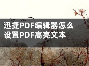 迅捷PDF编辑器怎么设置PDF高亮文本 