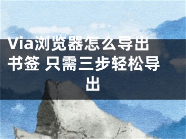 Via浏览器怎么导出书签 只需三步轻松导出