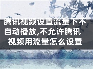 腾讯视频设置流量下不自动播放,不允许腾讯视频用流量怎么设置