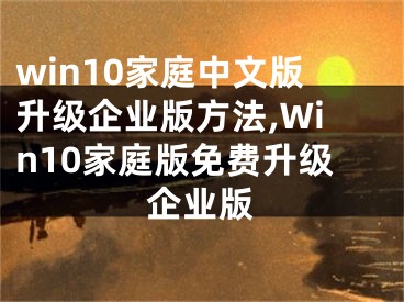 win10家庭中文版升级企业版方法,Win10家庭版免费升级企业版