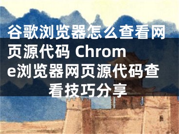 谷歌浏览器怎么查看网页源代码 Chrome浏览器网页源代码查看技巧分享