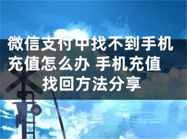 微信支付中找不到手机充值怎么办 手机充值找回方法分享