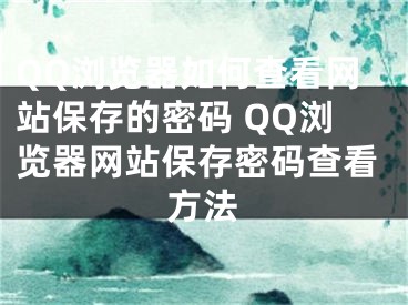 QQ浏览器如何查看网站保存的密码 QQ浏览器网站保存密码查看方法