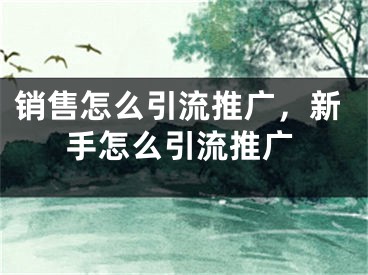 销售怎么引流推广，新手怎么引流推广