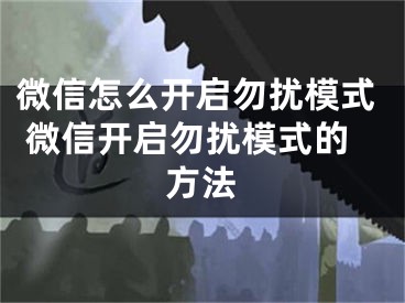 微信怎么开启勿扰模式 微信开启勿扰模式的方法