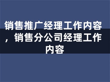 销售推广经理工作内容，销售分公司经理工作内容 