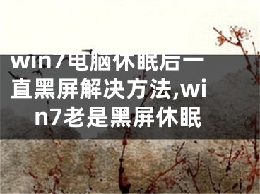 win7电脑休眠后一直黑屏解决方法,win7老是黑屏休眠
