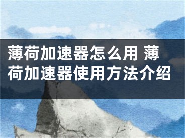 薄荷加速器怎么用 薄荷加速器使用方法介绍