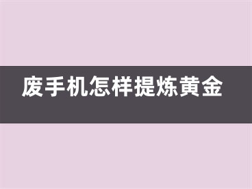 废手机怎样提炼黄金