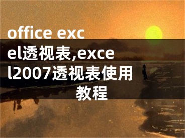 office excel透视表,excel2007透视表使用教程