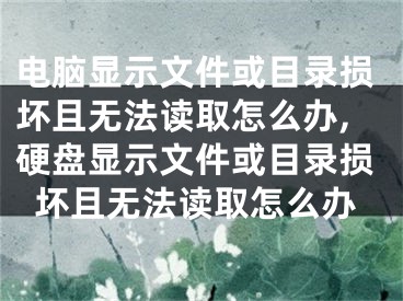 电脑显示文件或目录损坏且无法读取怎么办,硬盘显示文件或目录损坏且无法读取怎么办