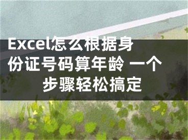 Excel怎么根据身份证号码算年龄 一个步骤轻松搞定